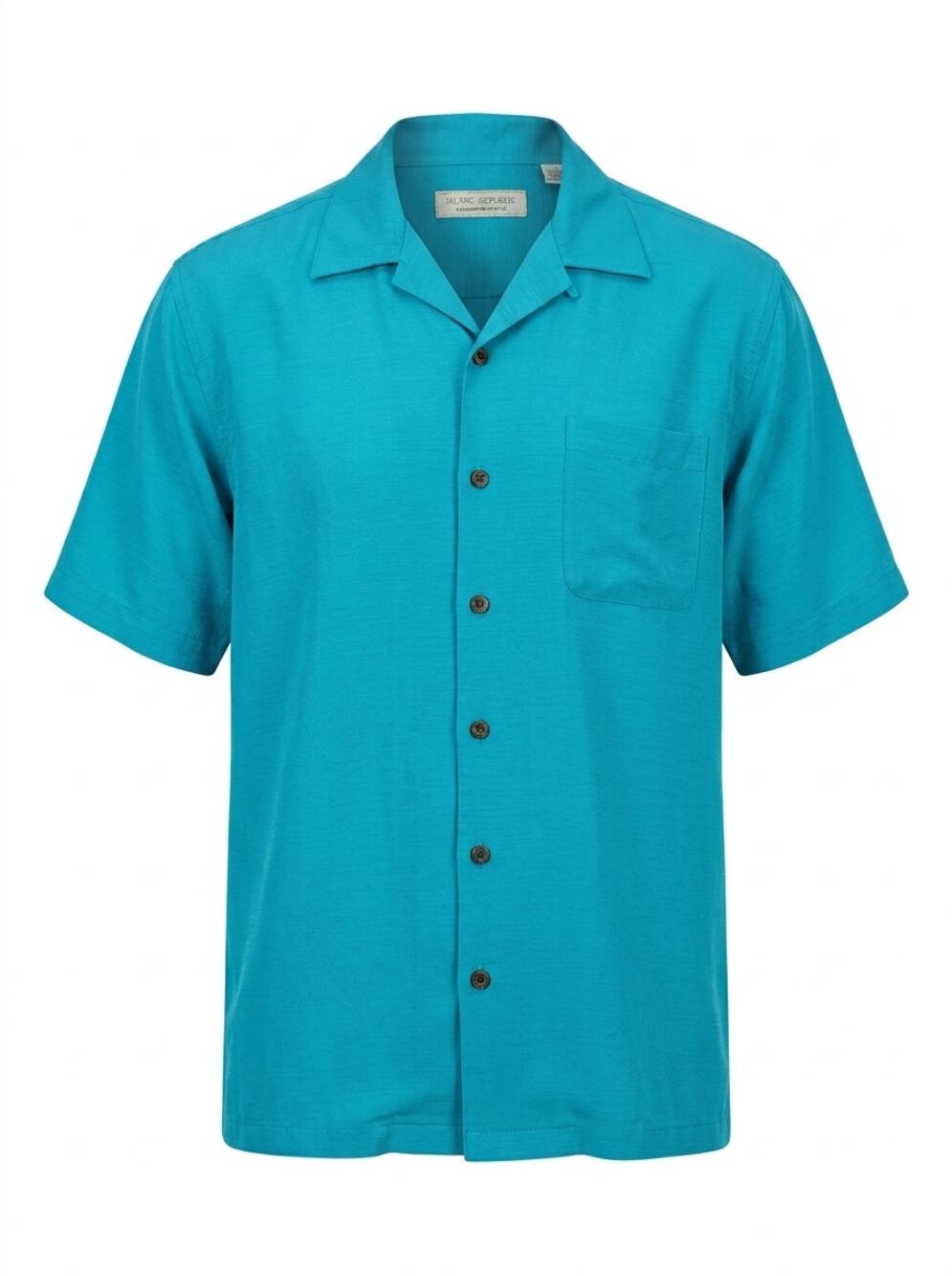 Island Republic 100% Silk Blue Relaxed Fit Button-Up Shirt Men Size L